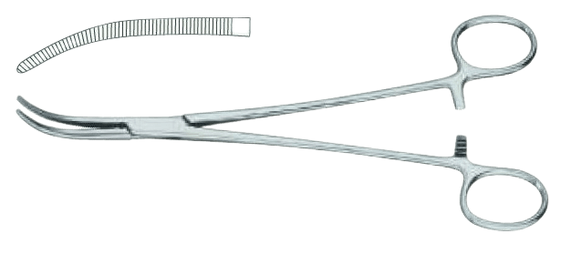 Затискач кровозупинний Овергольта-Гейсендоерфер, вертикально-зiгнутий, 270 мм Surgimax 06-381-27